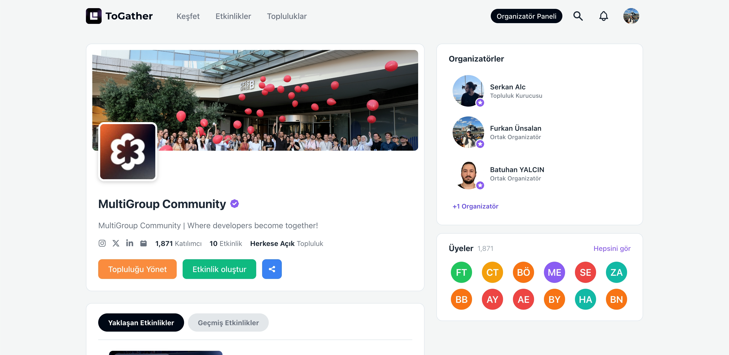 A community detail page